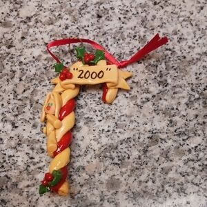 Festive Candy Cane Ornament with Red Ribbon  NEVER USED